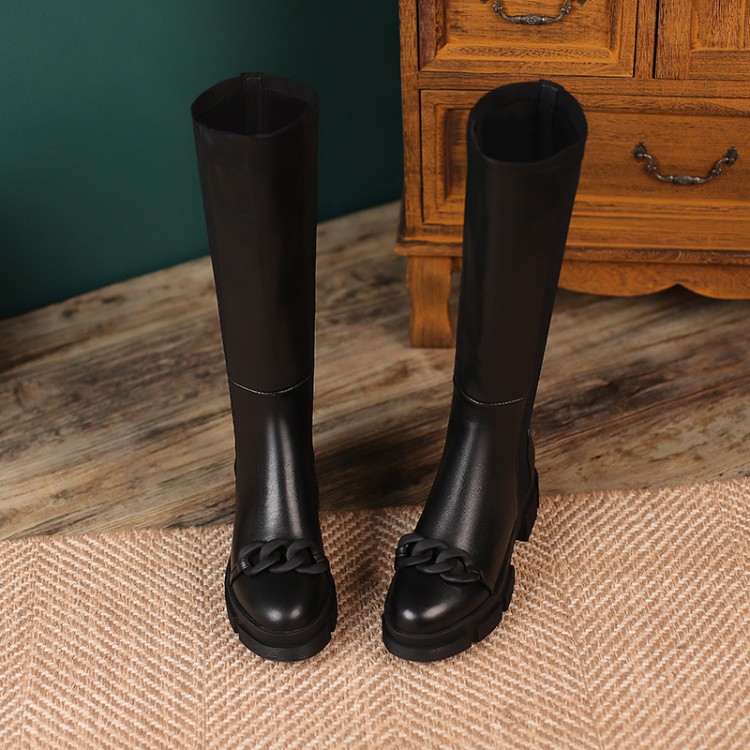 fashion-high-shaft-boots-with-metal-detail-and-elastic-closure_3 Fashion High Shaft Boots with Metal Detail and Elastic Closure