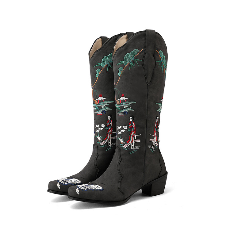 knight-boots-pu-square-toe-chunky-heel-embroidered-high-shaft-winter-boots_3 Knight Boots PU Square Toe Chunky Heel Embroidered High Shaft Winter Boots