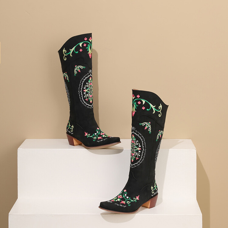 knight-boots-with-embroidered-floral-design Knight Boots with Embroidered Floral Design