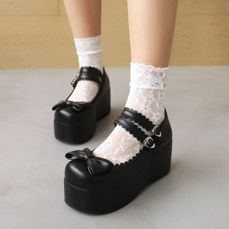 lolita-platform-high-heel-shoes-with-bow-and-ankle-strap Lolita Platform High Heel Shoes with Bow and Ankle Strap