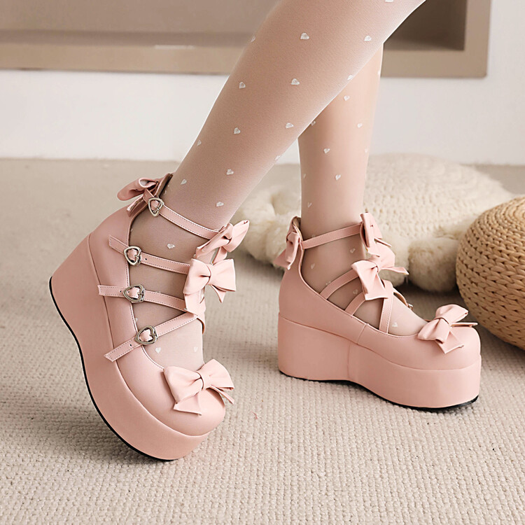 lolita-platform-high-heel-shoes-with-cross-strap-and-bow_2 Lolita Platform High Heel Shoes with Cross Strap and Bow
