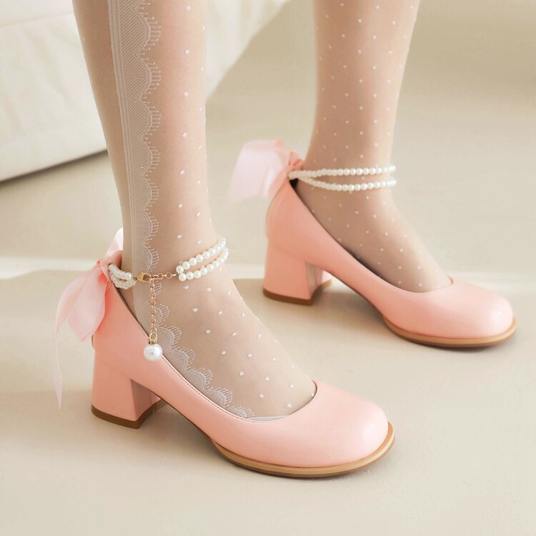 lolita-style-patent-leather-flat-shoes-with-ribbon-and-beads_2 Lolita Style Patent Leather Flat Shoes with Ribbon and Beads