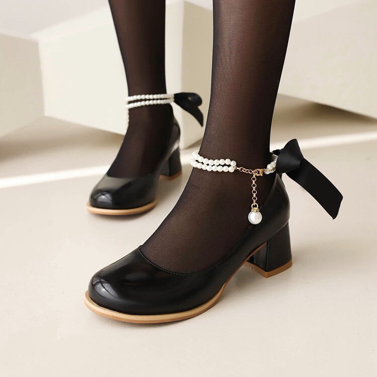 lolita-style-patent-leather-flat-shoes-with-ribbon-and-beads_4 Lolita Style Patent Leather Flat Shoes with Ribbon and Beads