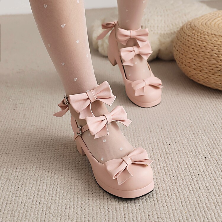 lolita-style-womens-flat-shoes-with-bow-and-metal-accents Lolita Style Women's Flat Shoes with Bow and Metal Accents