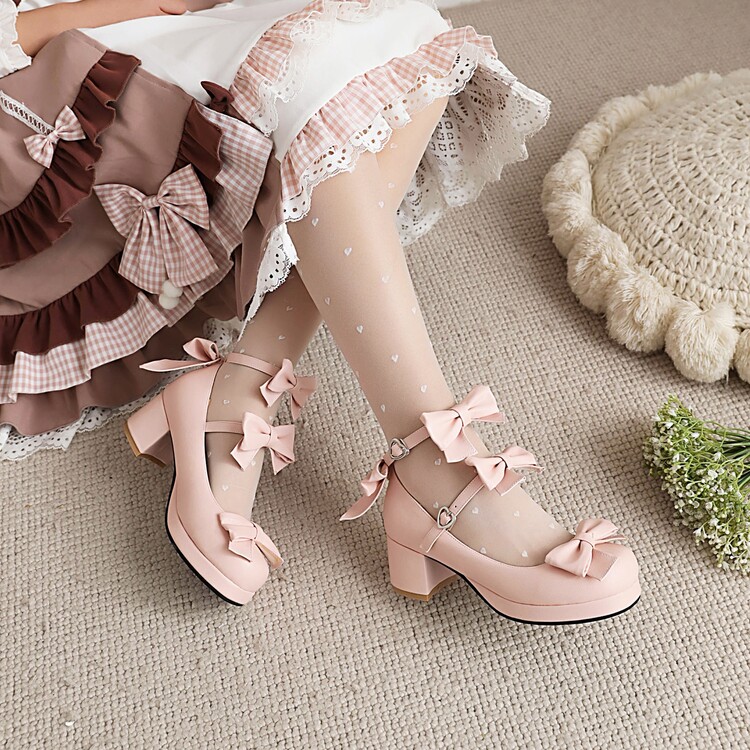 lolita-style-womens-flat-shoes-with-bow-and-metal-accents_1 Lolita Style Women's Flat Shoes with Bow and Metal Accents