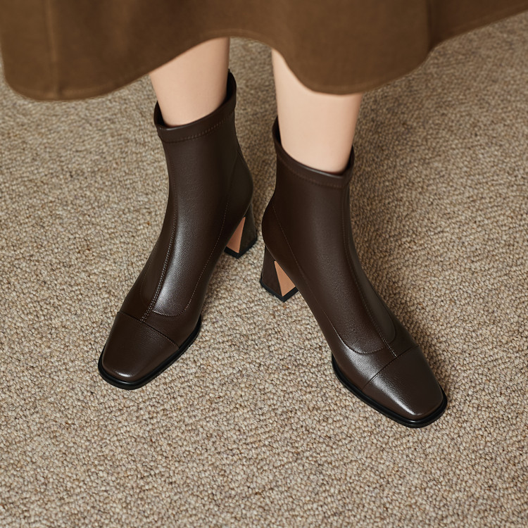 stretch-sock-boots-with-chunky-heel-and-buckle-detail_1 Stretch Sock Boots with Chunky Heel and Buckle Detail