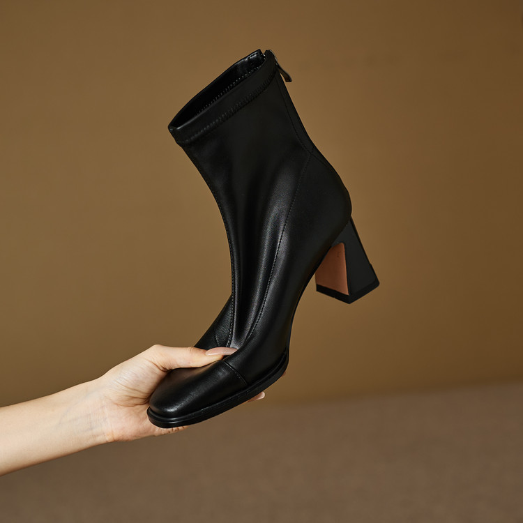 stretch-sock-boots-with-chunky-heel-and-buckle-detail_2 Stretch Sock Boots with Chunky Heel and Buckle Detail