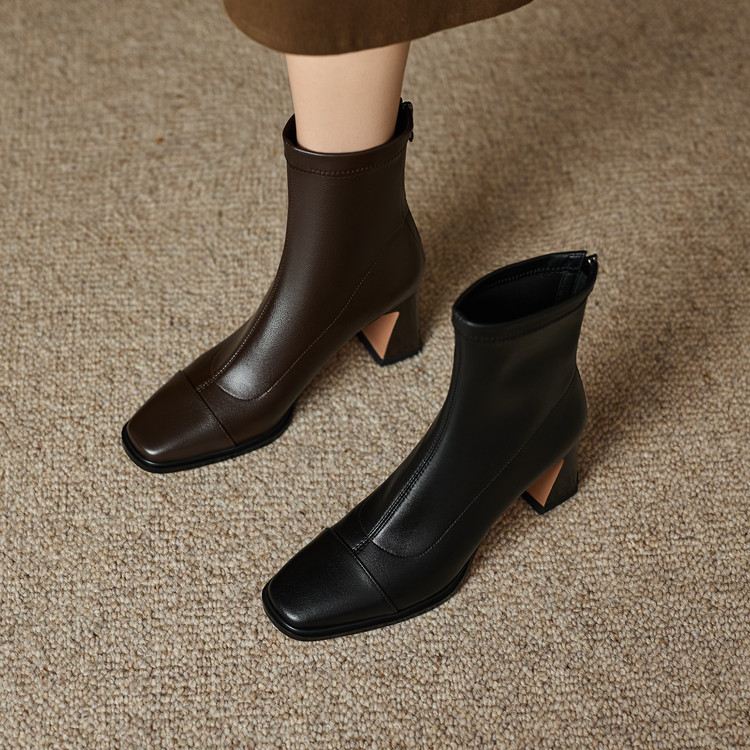 stretch-sock-boots-with-chunky-heel-and-buckle-detail_4 Stretch Sock Boots with Chunky Heel and Buckle Detail