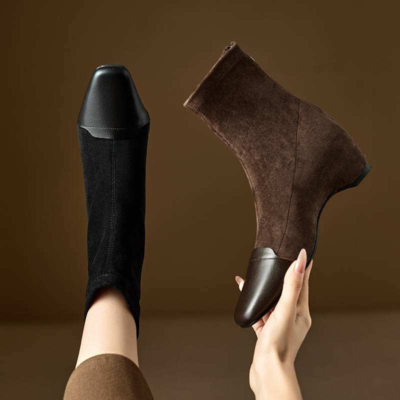 stretch-sock-boots-with-tpr-sole-and-suede-upper Stretch Sock Boots with TPR Sole and Suede Upper