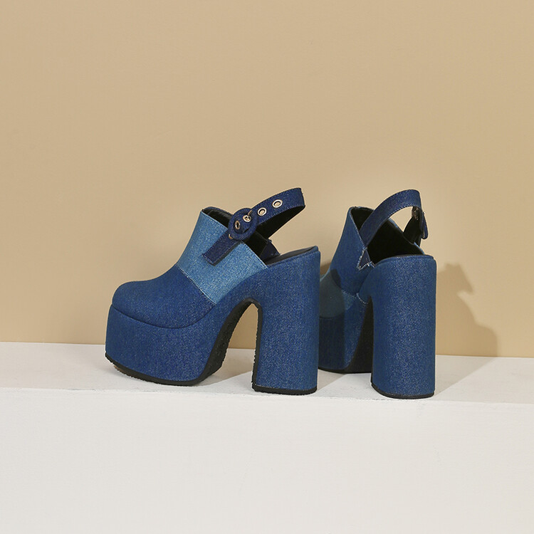 womens-closed-toe-block-heel-sandals-blue-denim-pu-lining-rubber-sole_2 Women's Closed Toe Block Heel Sandals - Blue Denim, PU Lining, Rubber Sole