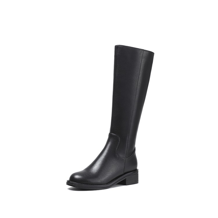 Women's High Shaft Knight Boots Low Chunky Heel Coffee Black