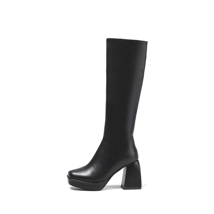 Women's High Shaft Square Toe Chunky Heel Fashion Boots - Style g.html