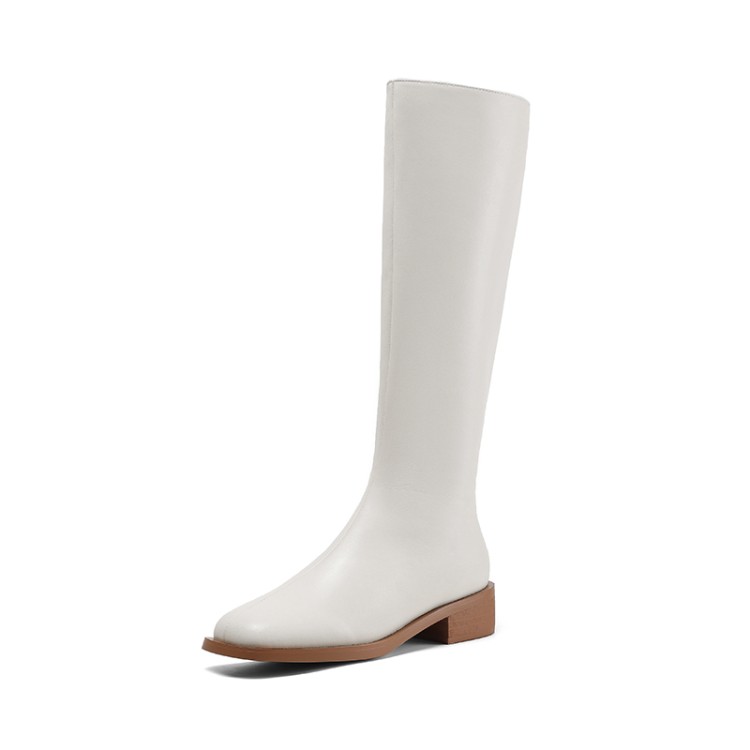 Women's Square Toe High Shaft Knight Boots Low Chunky Heel