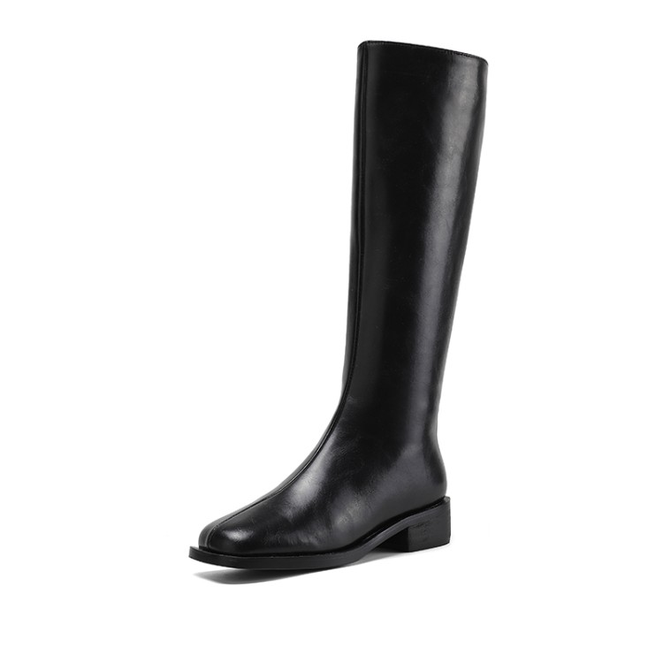 Women's Square Toe High Shaft Knight Boots Low Chunky Heel
